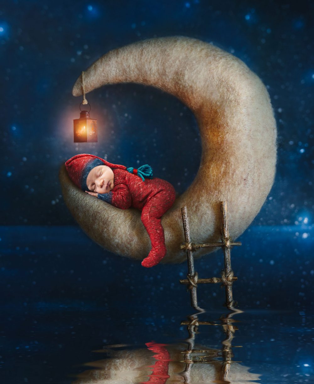 baby on a moon newborn photography cute baby photo