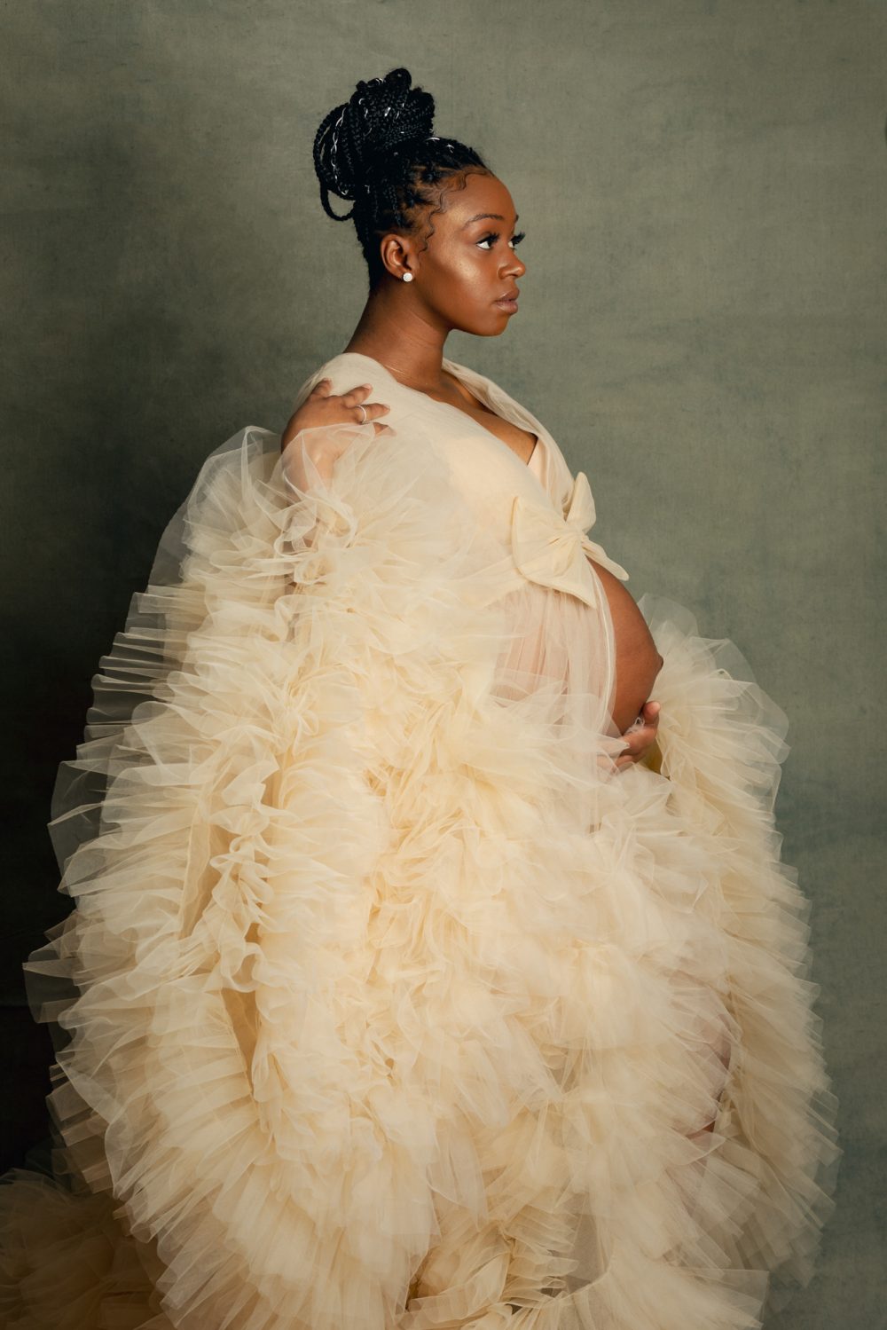 beautiful maternity gown studio session
