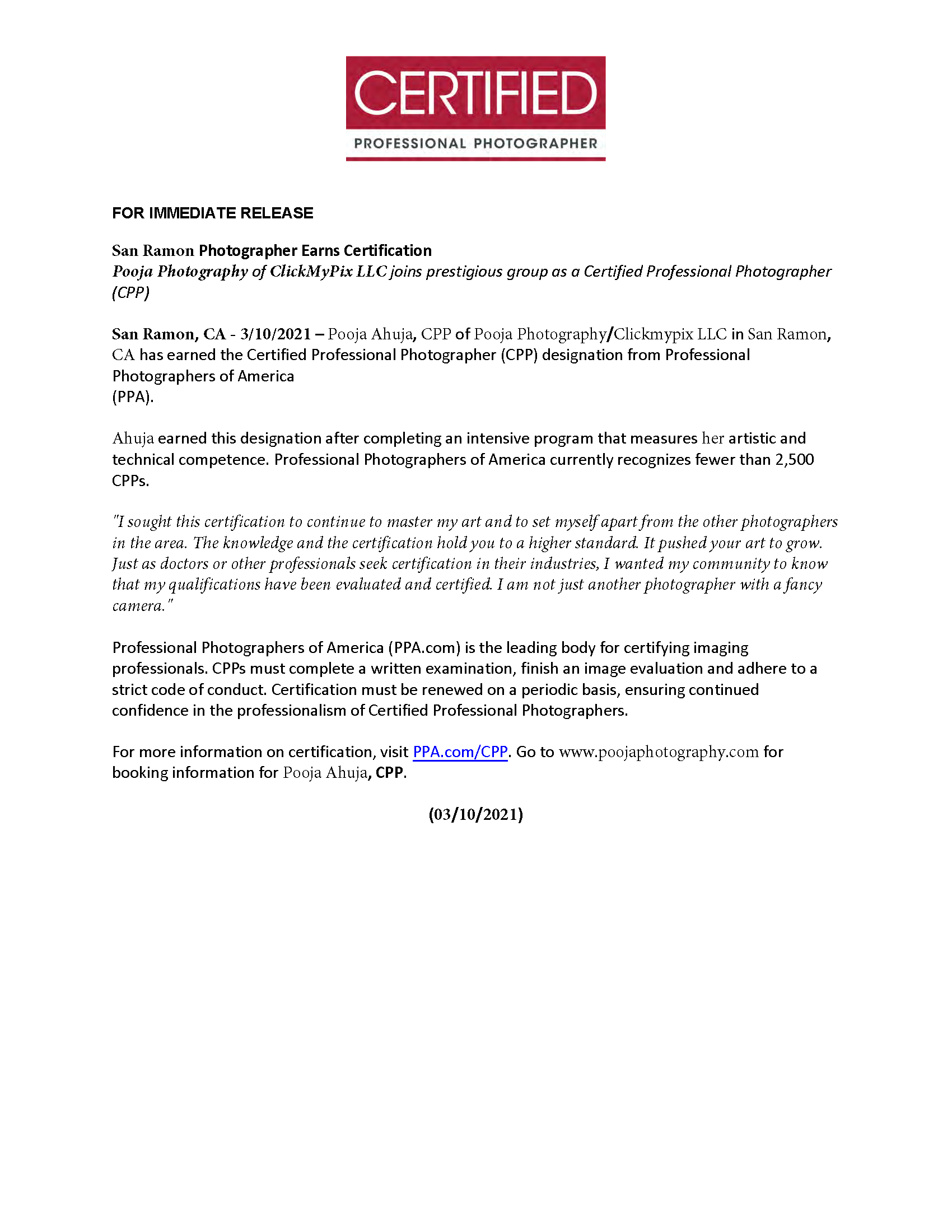 CPP_Press_Release LW Certified Professional Photographers