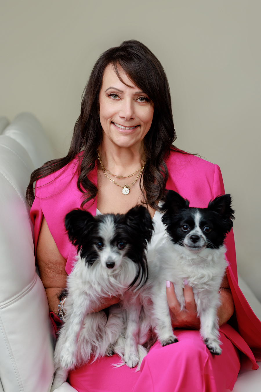 Woman Branding with dogs