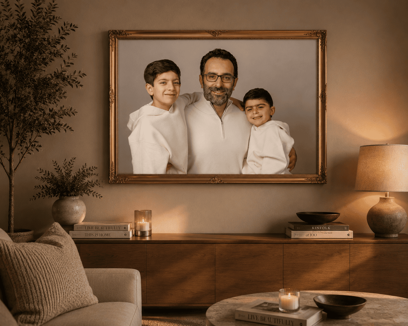 Fine art framed family portrait by Pooja Photography San Ramon